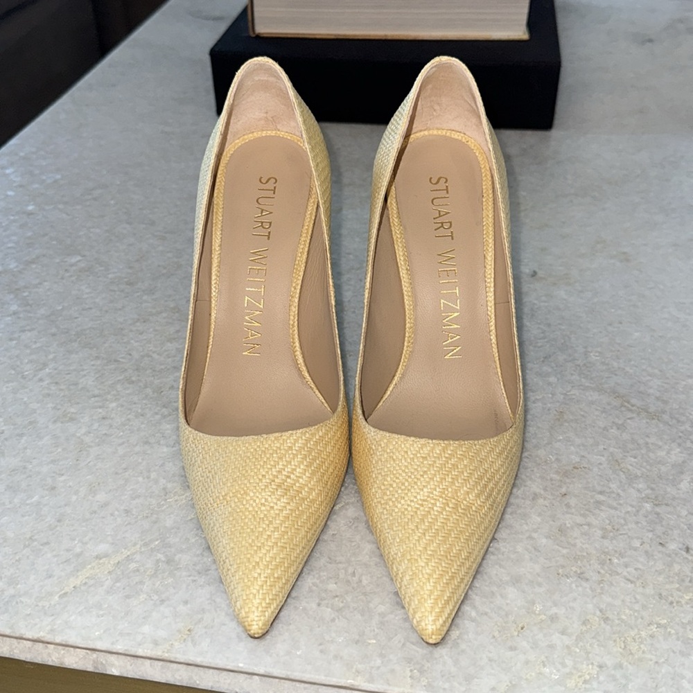 Stuart Weitzman Woven Cream Stiletto Heels Sz 7